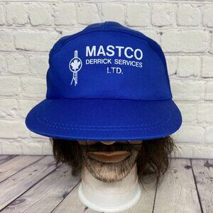 Vintage 5 Panel Hat Oilfield Cap Snapback Blue MASTCO Derrick Services Oil & Gas